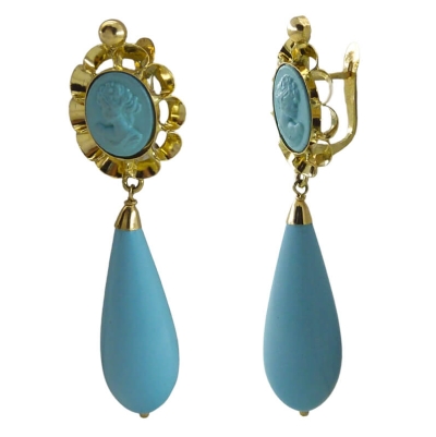 PENDIENTES ARQUILLO 10x8MM COLOR TURQUESA .CATALAN - RG7381T