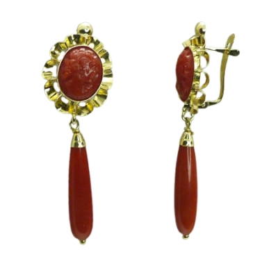 PENDIENTES ARQUILLO 10x8MM CORAL FINO .CATALAN.40MM. - RG7381/4