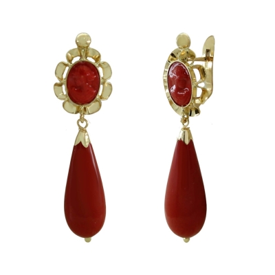 PENDIENTES ARQUILLO 6x4MM COLOR CORAL 35MM.CATALAN - RG8277C