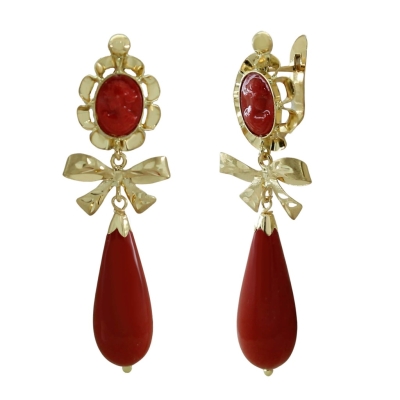 PENDIENTES ARQUILLO 6x4MM CON LAZO .COLOR CORAL 41M.CATALAN - RG8277/LC