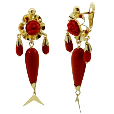 PENDIENTES ARQUILLO 8MM PERITAS COLOR CORAL.42MM. - RG8488C