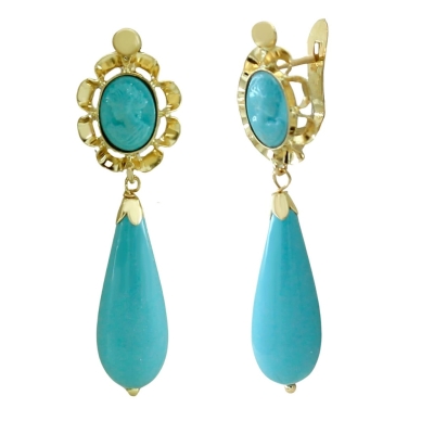 PENDIENTES ARQUILLO 8x6MM COLOR TURQUESA.38MM. - RG7380T