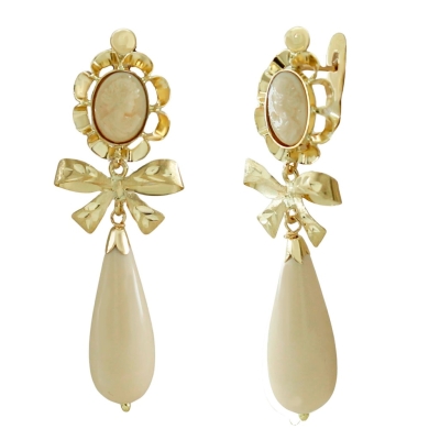 PENDIENTES ARQUILLO 8x6MM CON LAZO COLOR MARFIL .45MM.CATALAN - RG7380/LM