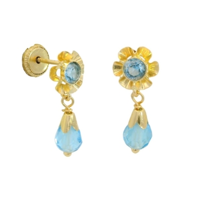 PENDIENTES ARQUILLO BOLA COLOR  AGUAMARINA. TORNILLO 15MM. - RG1516/2A