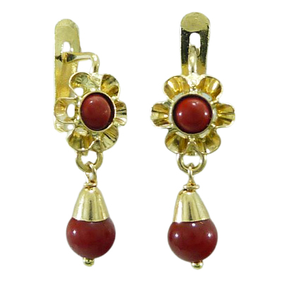 PENDIENTES ARQUILLO BOLA COLOR CORAL.CATALAN 15MM. - RG1516C