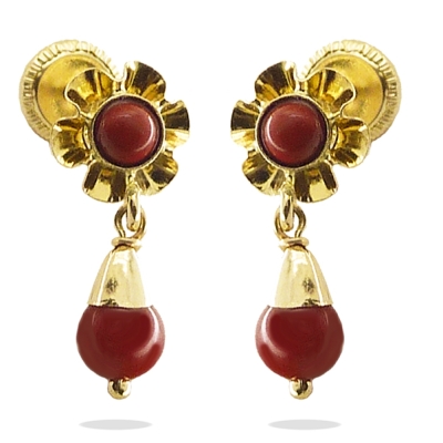 PENDIENTES ARQUILLO BOLA COLOR CORAL.TORNILLO 15MM. - RG1516/2C