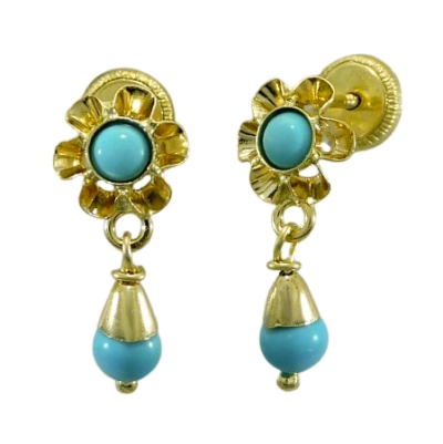 PENDIENTES ARQUILLO BOLA COLOR TURQUESA.TORNILLO.15MM. - RG1516/2T