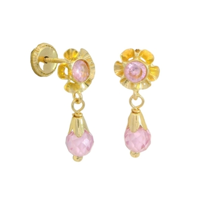 PENDIENTES ARQUILLO BOLA ROSA .TORNILLO.15MM. - RG1516/2R