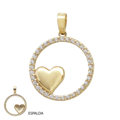 COLGANTE CIRCULO 15MM CON CIRCONITAS Y CORAZON. - RG5531