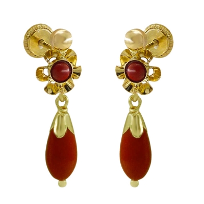 PENDIENTES ARQUILLO PERITA COLOR CORAL.TORNILLO.20MM. - RG6049/4C