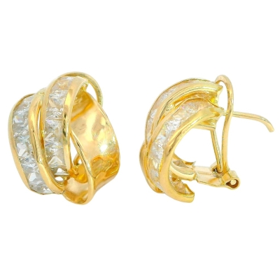 PENDIENTES BANDA CARRÉ OMEGA.15x12MM. - RG3362