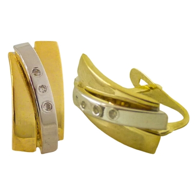 PENDIENTES BANDAS BICOLOR Y CIRCONITAS.15x6MM.CATALAN. - RG4980