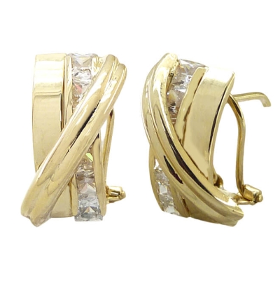 PENDIENTES BANDAS Y CIRCONITAS CARRÉ.19x7MM.OMEGA. - RG5551