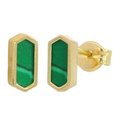 PENDIENTES BARRETA ROMBO 7x3MM GREEN STONE PRESION - RG5924