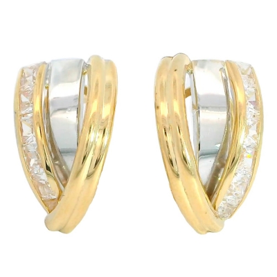 PENDIENTES BICOLOR BANDAS CARRÉ.15x10MM. - RG5843