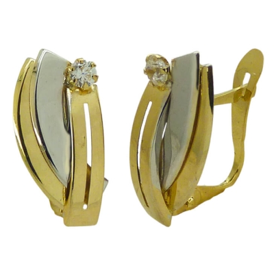 PENDIENTES BICOLOR BANDAS Y CIRCONITAS CARRE.CATALAN. - RG5366