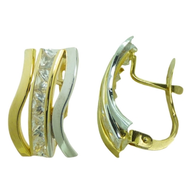 PENDIENTES BICOLOR BANDAS Y CIRCONITAS CARRE.CATALAN. - RG3605