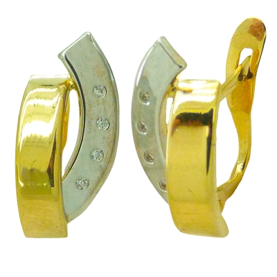 PENDIENTES BICOLOR BANDAS Y CIRCONITAS CARRE.CATALAN. - RG5152