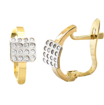 PENDIENTES BICOLOR CUADRADO CATALAN.12MM. - RG5581