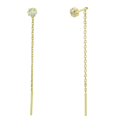 PENDIENTES CADENA Y  GARRA DE CIRCONITA. - RG5693