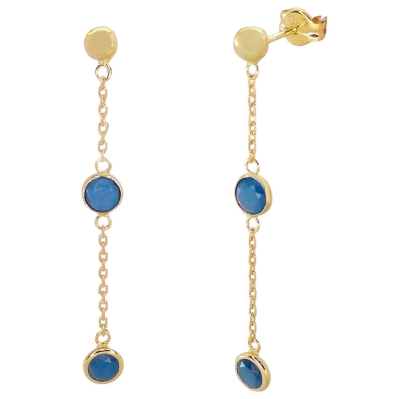 PENDIENTES CADENA Y BOCEL DE 5MM COLOR. ZAFIRO.40MM. - RG5678Z