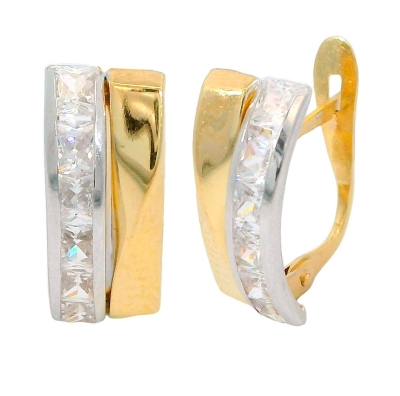 PENDIENTES CARRIL Y BANDA BICOLOR 14x6MM. - RG5859