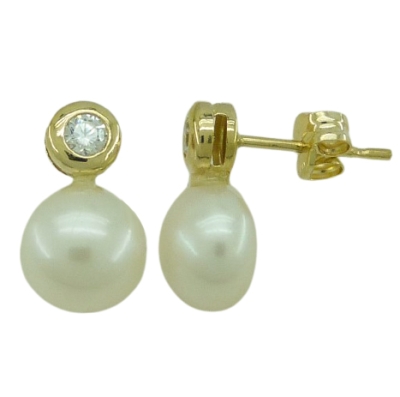 PENDIENTES CHATON 2.5MM Y PERLA 7/7.5MM.PRESION. - RG1622