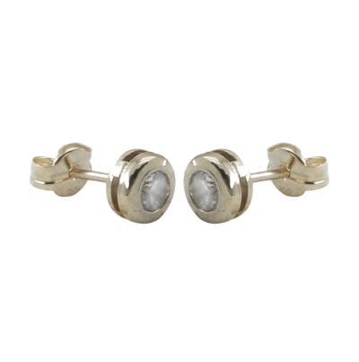 PENDIENTES CHATON ORO BLANCO PIEDRA 3MM.PRESION - RG1673B