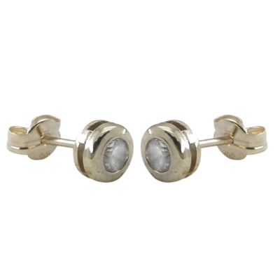 PENDIENTES CHATON ORO BLANCO PIEDRA 5MM.PRESION - RG1672/5B