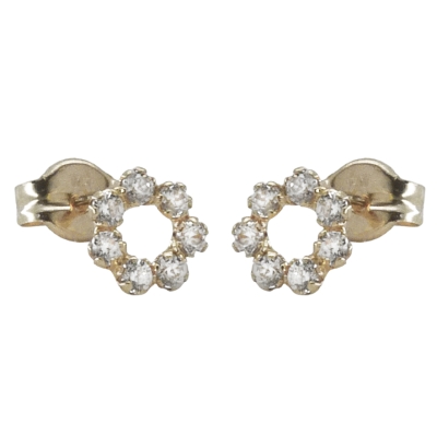 PENDIENTES CIRCULO CALADO CIRCONITAS ORO BLANCO. PRESION - RG5118B