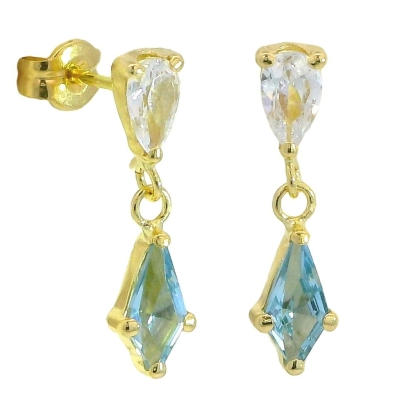 PENDIENTES COMETA PIEDRA COLOR AGUAMARINA DE 7x4MM.12MM. - RG5929A