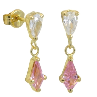 PENDIENTES COMETA PIEDRA ROSA DE 7x4MM.12MM. - RG5929R
