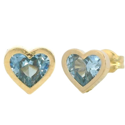 PENDIENTES CORAZON 6MM PIEDRA COLOR AGUA MARINA - RG5937A