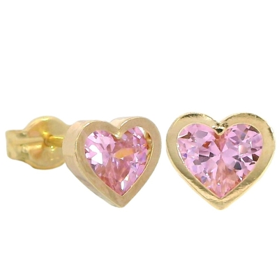 PENDIENTES CORAZON 6MM PIEDRA ROSA - RG5937R