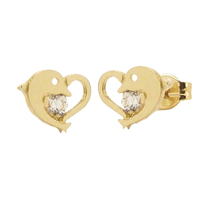 PENDIENTES CORAZON Y DELFIN.7MM .PRESION - RG5546
