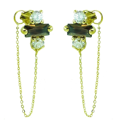 PENDIENTES CRUZ DE 10x7MM Y CADENA DE 20MM.MARRON. - RG4944M