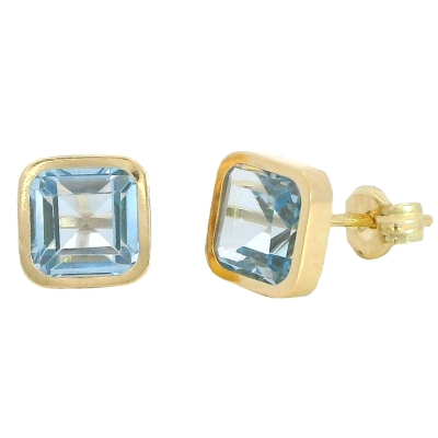 PENDIENTES CUADRADOS 6x6 MM PIEDRA COLOR AGUA MARINA - RG5912A