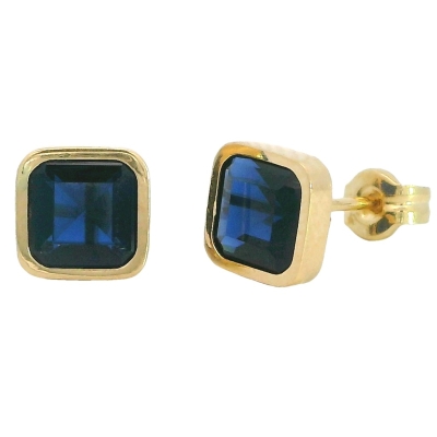 PENDIENTES CUADRADOS 6x6 MM PIEDRA NANO ZAFIRO - RG5912Z