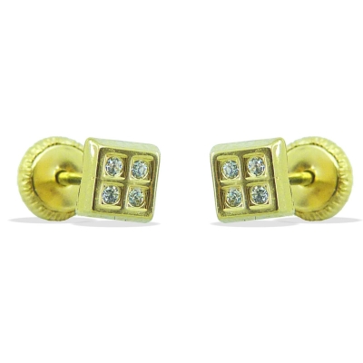 PENDIENTES CUADRADOS 8 PIEDRAS 4x4MM TORNILLO. - RG4244