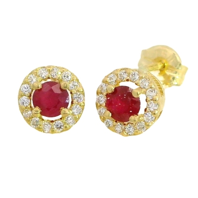 PENDIENTES CUAJO DE 5MM.RUBI DE 3MM Y CIRCONITAS. - RG5959R