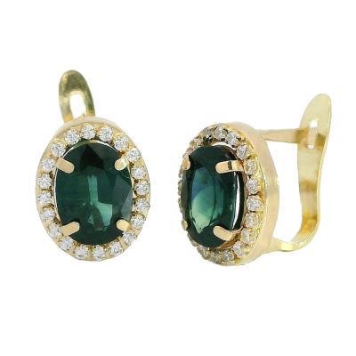 PENDIENTES CUAJO ZAFIRO OVAL DE 7x5MM Y CIRCONITAS .CATALAN - RG5934Z