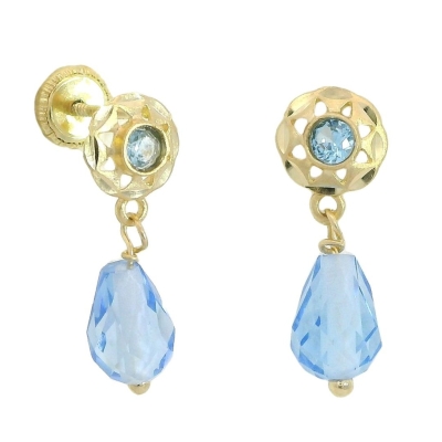 PENDIENTES CUBANA  CRISTAL AZUL .TORNILLO. 15MM. - RG9680/1A