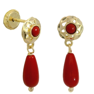 PENDIENTES CUBANA PERITA COLOR CORAL .TORNILLO .15MM. - RG9680/1C