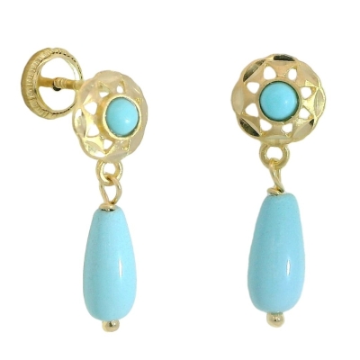 PENDIENTES CUBANA PERITA COLOR TURQUESA.TORNILLO.15MM. - RG9680/1T