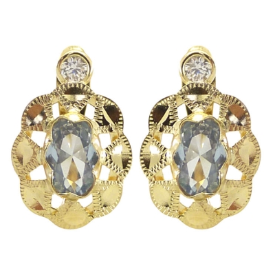 PENDIENTES CUBANA PIEDRA DE  6x4MM COLOR AGUAMARINA. 14x9MM. - RG7819A