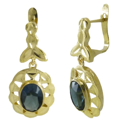 PENDIENTES CUBANA PIEDRA DE 8x6MM  COLOR MONTANA.CATALAN - RG7732M