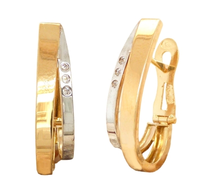 PENDIENTES DOBLE ARO CIRCONITAS 20x8MM BICOLOR CATALAN - RG4194B