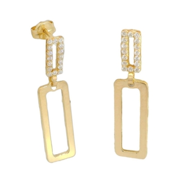 PENDIENTES DOBLE PIEZA CUADRADO PIEDRAS 30MM PRESION - RG5919