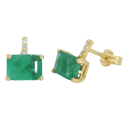 PENDIENTES ESMERALDA 7x5MM 2.20 CT 6 BRILLANTES 1MM HSI 0.03 CT TW - RGB4158E
