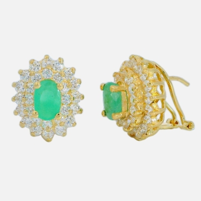 PENDIENTES ESMERALDA DE  6x4MM y CIRCONITAS.OMEGA - RG6279E